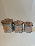 Three Canister Set, Amici Home, Galvanized Tin And Copper Look, Size Small, .... Fixed Price $26.25.