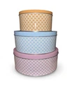 Tala Cake Storage Tins Set Of 3 Nesting Pastel Geometric Metal Canisters Stack. Fixed Price $43.99.
