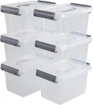 Set Of 6 Plastic Latching Storage Box, Clear 7 Quart,. Fixed Price $39.65.