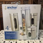 Anchor Hocking Airtight Set Of 4 Window Cylinder Jar Four New. Fixed Price $75.00.