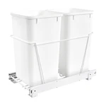 Double 27 Qt Pull Out Chrome Wire Trash Can Container Bin Bottom Mount For Kitch. Fixed Price $163.99.