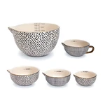 Thyme & Table 5 Piece Ceramic Mixing Bowl Measuring Cup Set Dot Geometric Gold. Fixed Price $29.99.