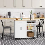 Kitchen Island Cart Rolling Storage Cabinet Wheels Drawers Black Shintenchi. Fixed Price $259.99.