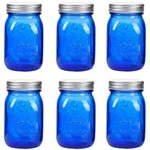 Amzcku 16 Oz Blue Mason Jars With Lids Regular Mouth Canning Medium,. Fixed Price $36.98.