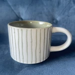 Hearth & Hand Coffee Mug Tea Cup Green Bead Stripe Stoneware 11.5OZ Magnolia Euc. Fixed Price $11.95.