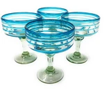 Dos Sue Mexican Hand Blown Set Of 4 Margarita Glasses (.... Fixed Price $82.93.