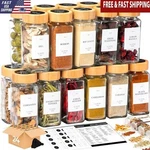 Spice Jars Bamboo Labels Set Fresh Seasoning Organizer Pantry Neatness New. Fixed Price $57.30.