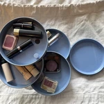 Vintage Interdesign Blue/gray? Swivel Organizer Box Jewelry Trinket Lid. Fixed Price $85.00.
