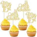 Gyufise 24PCS Mis Quince Cupcake Toppers Glitter 15TH Birthday Topper.... Fixed Price $14.44.