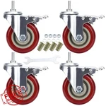 Dicasal 4" Heavy Duty Stem Casters, 3/8"-16X1 Thread, Swivel, 2 Locks. Fixed Price $44.98.