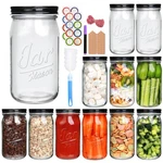Qappda Wide Mouth Mason Jars 32 Oz 12 Pack, Large Glass Canning With.... Fixed Price $42.58.