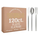 Trendables Plastic Forks And Spoons Disposable Silverware Set 120 Pack.... Fixed Price $52.39.
