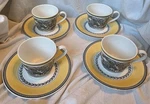 8 Pcs, Four Villeroy & Boch Audun Ferme Cup And Saucer Sets - Excellent. Fixed Price $199.99.