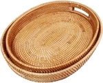 I- Lan 2PACK Extra Large Oval Rattan Serving Trays With HANDLES-17 Inch Natural. Fixed Price $94.11.