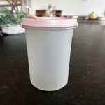 Vtg Tupperware Modular Mate 15OZ #1606 Clear Container W/pink Shaker Lid #1912. Fixed Price $9.99.