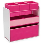 Delta Children 6 Bin Design And Store Toy Organizer, White/pink. Fixed Price $64.99.