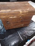 Vintage Japanese Tea Wooden Shipping Crate Box Brown Metal Lined. Fixed Price $59.99.