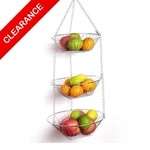 New 3 Tier Chrome Wire Hanging Basket Kitchen Fruit Vegetable Storage Organizer. Fixed Price $29.00.