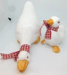 Vtg Ceramic Duck Goose Set Of 2 Red Gingham Bow 80'S Farmhouse Shelf Sitter. Fixed Price $29.99.