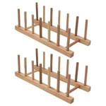 Set Of 2 Bamboo Wooden Dish Rack Plate Stand Pot Lid Holder Kitchen Cabi.... Fixed Price $22.27.