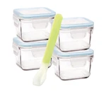 Glasslock Square Baby Food Container 5PC Set With Spoon 210ML Transparent/green. Fixed Price $63.99.