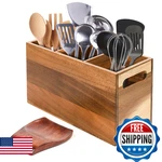 Acacia Wood Utensil Holder & Spoon Rest For Kitchen Countertop - Organize Spatul. Fixed Price $51.40.