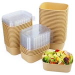 Fniiva 50-PACK 25OZ Disposable Paper Bowls W/ Lids Rectangular Food Containers. Fixed Price $51.71.