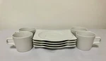 Set 4 Seltmann Weiden Porcelain Coffee Cup And Large Saucer Bavaria Germany. Fixed Price $34.50.