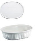 Corningware FS12 French White 1.5QT/1.4L Oval Ceramic Casserole Dish And F-12-PC. Fixed Price $47.98.