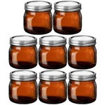 Bokon 8 Pieces Glass Mason Jars 16 Oz Wide Mouth With Airtight Lids Dye Amber. Fixed Price $54.29.