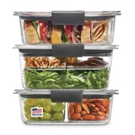 Rubbermaid Brilliance Bpa-free 3 Set Food Storage 6-PIECE, Clear, Black. Fixed Price $44.75.
