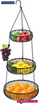 Simple Houseware Adjustable Metal Hanging Fruit Basket, Oblate, Black, 11" X. Fixed Price $41.45.