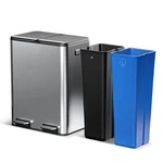 16 Gallon Kitchen Trash Can With Dual Compartments, Stainless Steel, Silver. Fixed Price $109.99.