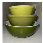 Pyrex Verde Mixing Bowls- 402, 403, 404. Fixed Price $60.00.