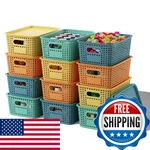 Orgidol Plastic Storage Basket With Lids 12 Pack Stackable Colorful Bins. Fixed Price $56.18.