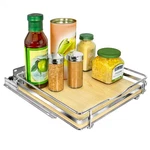 Elite Pull Out Spice Rack Organizer For CABINET,10-1/4 In. Wide, Wood-chrome. Fixed Price $70.79.