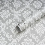 Micpolo Grey/white Damask Peel & Stick Wallpaper 17.7"X394" - Bedroom/bath. Fixed Price $86.19.