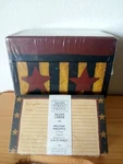 New Vtg Main Street Press Stars And Stripes Recipe Box With Cards Rustic. Fixed Price $11.99.