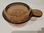 Vtg Corning Vision Pyrex Amber Glass Grab It 18.6 Oz Storage Bowl & Lid V-150-B. Fixed Price $11.99.