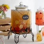 5 Gallon Hammered Glass Beverage Drink Water Ice Tea Dispenser Jar With Stand. Fixed Price $118.97.