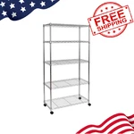 Seville Classics 5-TIER Steel Wire Shelving With Wheels, 30"WX14"DX60"H. Fixed Price $79.99.