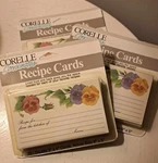 3 Pkgs - Vintage Corelle Coordinates Pansies Pattern Recipe Cards. Fixed Price $16.00.