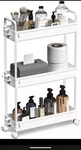 Solejazz Slim Storage Cart, 3 Tier Bathroom Organizer Mobile Shelving White. Fixed Price $20.00.