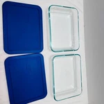 Pyrex 7210 Pc 3 Cup Glass Storage Container Blue Lid Food Dish Set Of. Fixed Price $21.00.