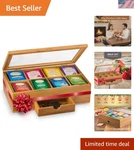 Tea Box Organizer With Drawer - 8 Compartment Bamboo Wooden Storage Chest.... Fixed Price $62.23.