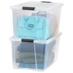 Iris Usa 72 Qt Storage Bins With Lids, Stackable Plastic Containers, Clear, Pk. Fixed Price $49.99.