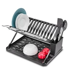 Home Zone Living Foldable Dish Drying Rack With Removable Utensil Caddy And Drip. Fixed Price $65.03.
