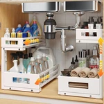 L-shaped Metal Under Sink Organizer 2-TIER Double Pull-out Cabinet Storage Adjus. Fixed Price $73.04.