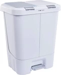 40L Dual Trash Can With Push & Step Lid, Slow Close, Removable Bins, White. Fixed Price $104.99.