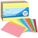 Tecmisse Colored Index 4X6, 300 Pack, 10 Colors Ruled Note Cards, Flash.... Fixed Price $22.99.